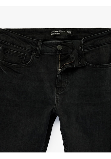 Koton Normal Bel Pamuklu Slim Fit Jean Pantolon - Brad Jean Siyah 6sam40002nd