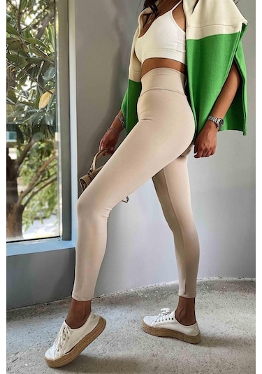 Kadın Yüksek Bel Içi Şardonlu Fırsat Ürün Toparlayıcı Tayt Karışık