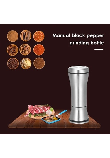 Pazly 304 Paslanmaz Çelik Baharat Değirmeni - Tuz Ve Karabiber Öğütücü, Ayarlanabilir Gümüş Modeli Gümüş