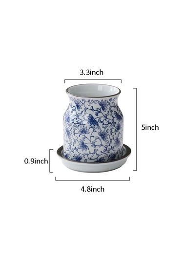 Seramik Çatal Bıçak Tutucu, Tepsili Mavi Ve Beyaz Çatal Bıçak Kavanozu, Mutfak Saklama Alanı, Hayvan Dekorasyonu -