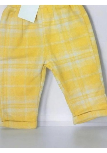Çikoby Kız Çocuk Bel Lastikli Ekose Pantolon-13669 Sarı