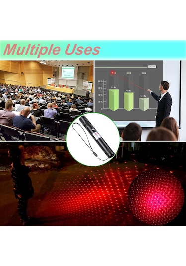 Yunboo Usb Doğrudan Şarjlı Dış Mekan Yıldız Desenli Yüksek Güçlü Uzun Menzilli Lazer Feneri - Kırmızı Işık Siyah