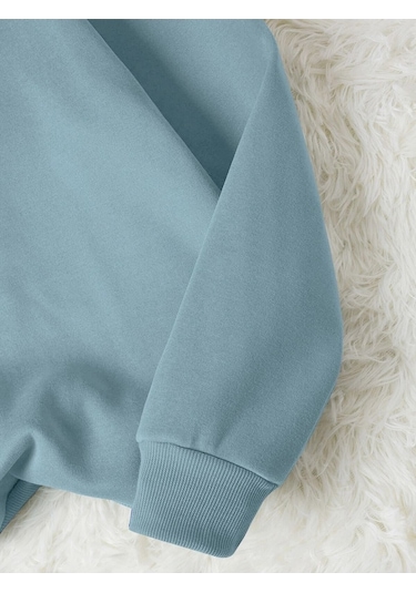 Adrif Deniz Renkli Oversize Bisiklet Yaka Pamuklu Sweatshirt