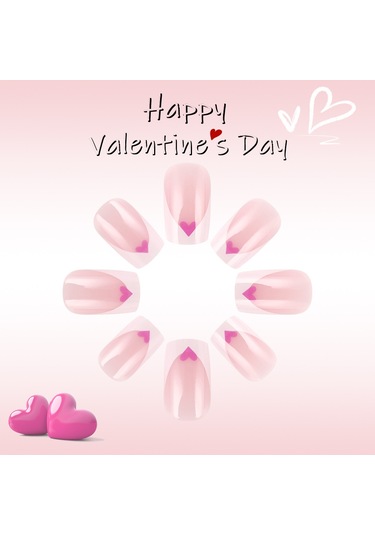 Orta Parlaklıkta Sade Tırnak Sanatı, Altın Simli Kalp Tatlı Takma Tırnaklar, Aletler Dahil 24 Parça Ys543