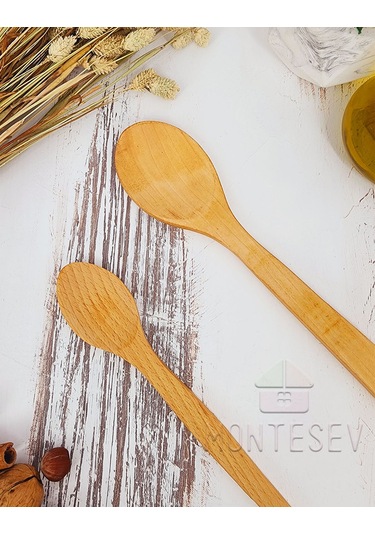 Ahşap Tahta Mutfak Kaşık Seti 2 Parça Kayın Şimşir Ağacı 2-4