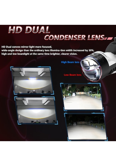 Yifomall H4 Led Far Ampulü 80w 10000lm Ip67 Su Geçirmez Araç Farı - Çift Soğutmalı