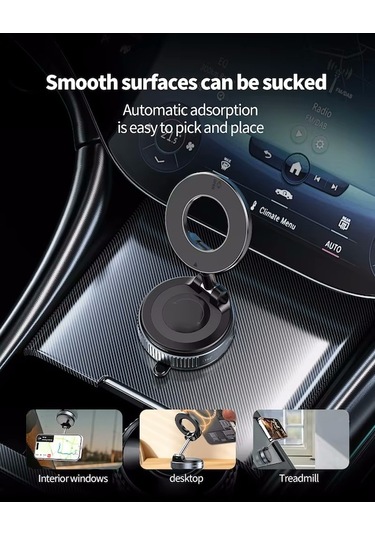 K007 Vakumlu Manyetik 360 Dönen Çok Amaçlı Araç Telefon Tutucu -
