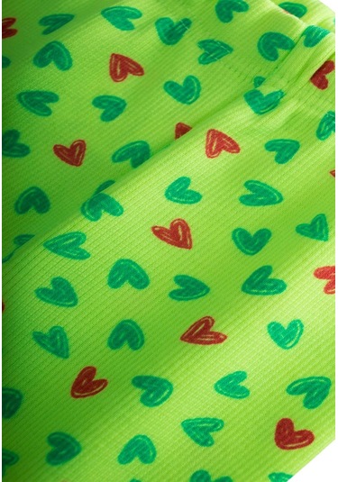 Cigit Neon Mevsimlik Kız Tayt 0-5 Yaş Yeşil Kalpli Yeşil