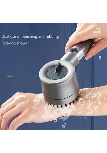Padalink Yüksek Basınçlı 3 Modlu Masaj Duş Başlığı, Filtreli Pp Elementli, Su Tasarruflu Durdurma Düğmeli, Abs Malzeme Gri B Modeli Gümüş