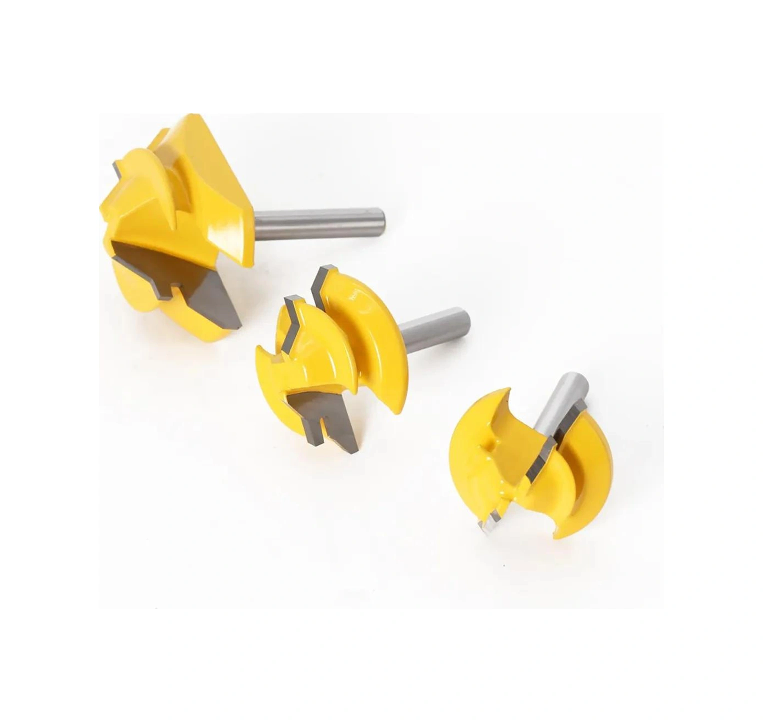 Hombey Ahşap Panel İçin 3'lü Set: 45 Derece Konşekür Bıçağı, Dilimleme Ve Birleştirme - 1/4 İnç Saplı Yg8 Alaşımlı Uç