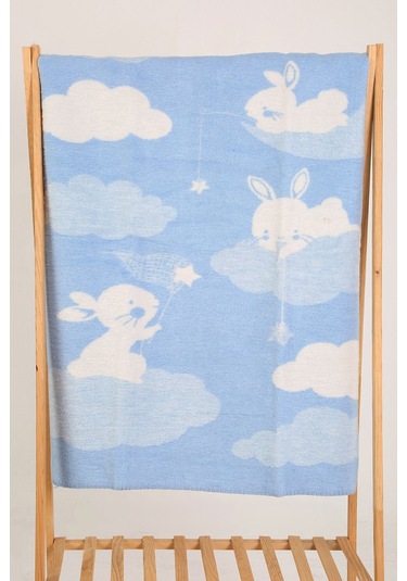 Yumuşak Bebek Çocuk Battaniyesi Mevsimlik 90x100 Cm Mavi