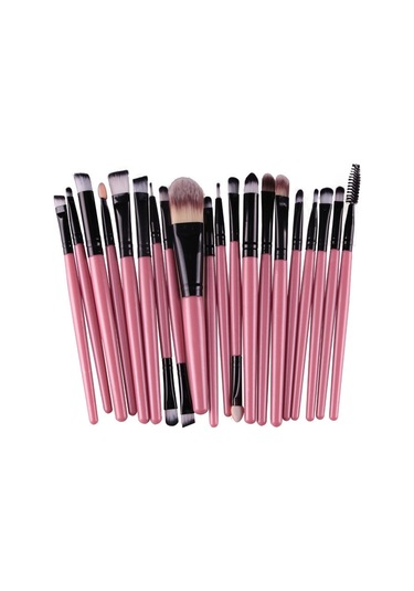 Cbtx Ahşap Saplı Makyaj Fırça Seti Pembe - Siyah 20'li