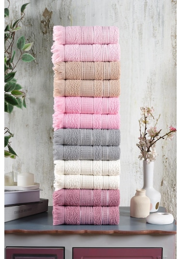 Shiny El Yüz Havlu Seti 50 x 90 CM 12'li Gri