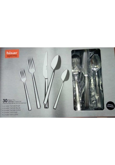 Hisar Optima Miami 30 Parça 6 Kişilik Çatal Kaşık Bıçak Takımı Gümüş