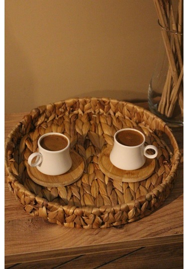 Hasır Su Sümbülü Yuvarlak Tepsi Küçük Boy Organizer Düzenleyici Diğer