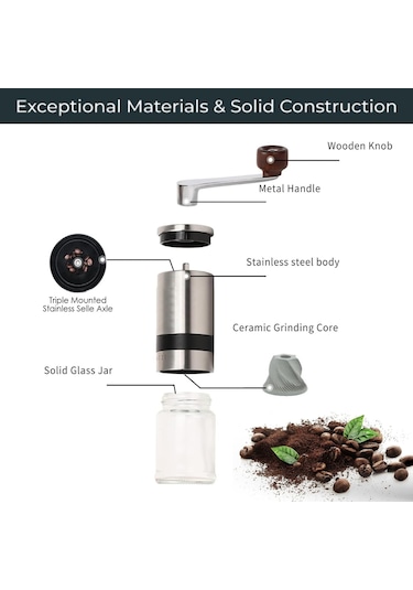 Manuel Kahve Öğütücü, El Kahve Değirmeni, 6 Ayarlanabilir