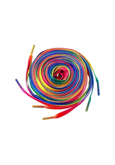 100 Cm Gökkuşağı Renkli Yassı Ayakkabı Bağcığı Çok Renkli