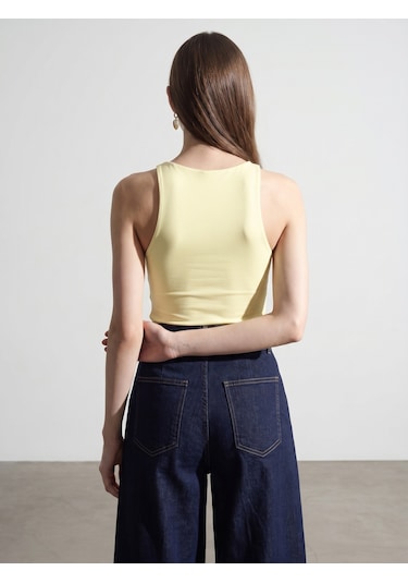 Dilvin 32836 Halter Yaka Bodysuit-açık Sarı
