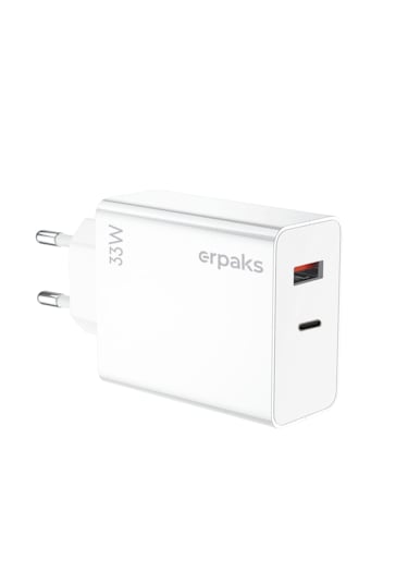 Erpaks Erd 33w Usb-a/type-c Hizli Sarj Adaptoru Beyaz