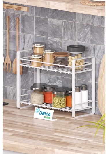 Masa Tezgah Üstü Düzenleyici Metal Organizer Raf Banyo Mutfak Rafı Baharatlık Makyaj Standı