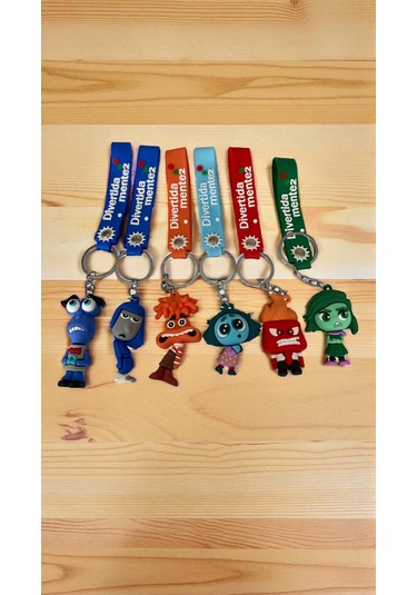 6 Lı Ters Yüz Duygular Karakter Anahtarlık Veya Çanta Süsü Çok Renkli