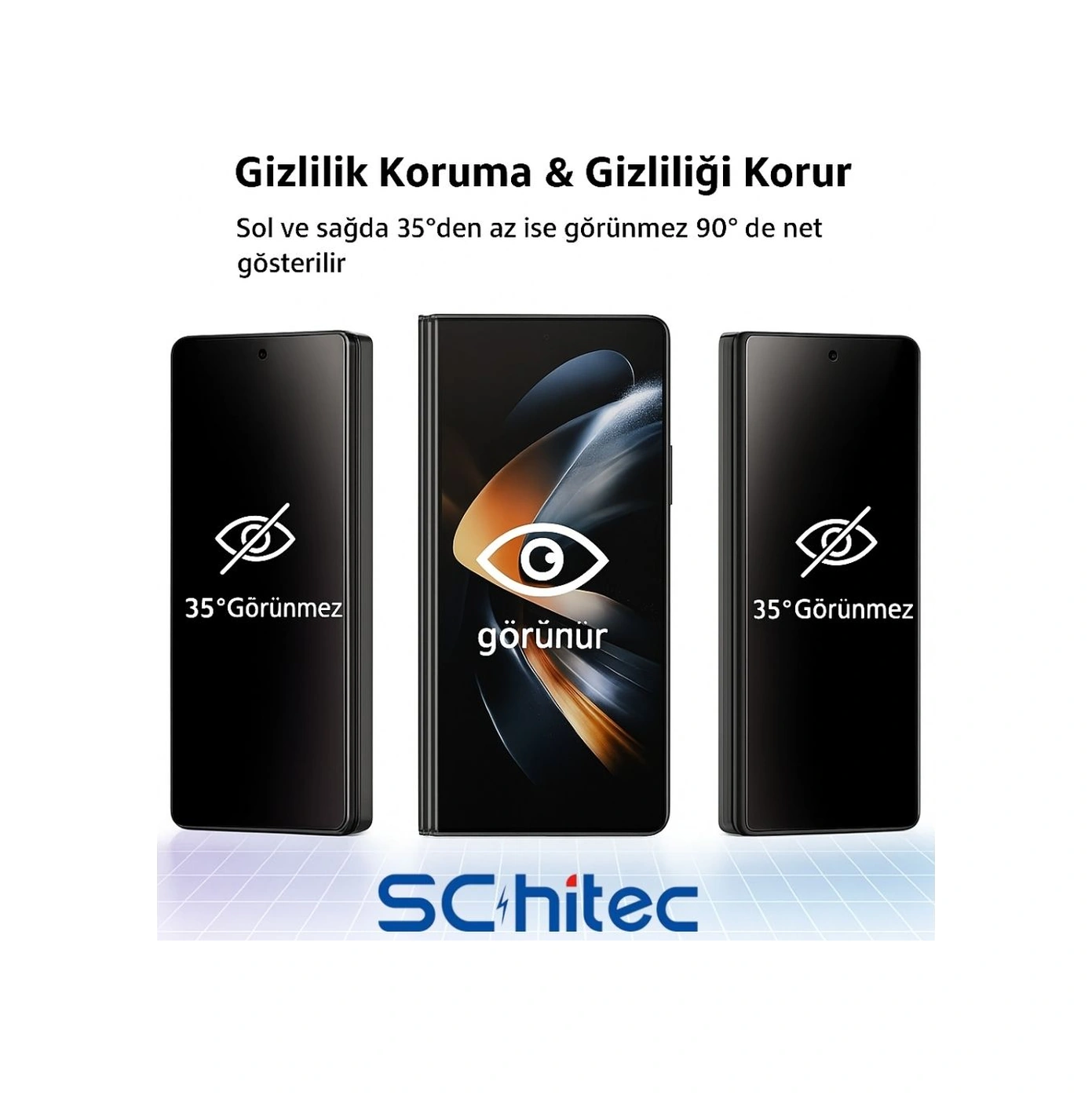 Schitec Samsung Galaxy Z Fold 7 Darbe Emici Premium Hayalet Ön Ekran Koruyucu Poliüretan Film