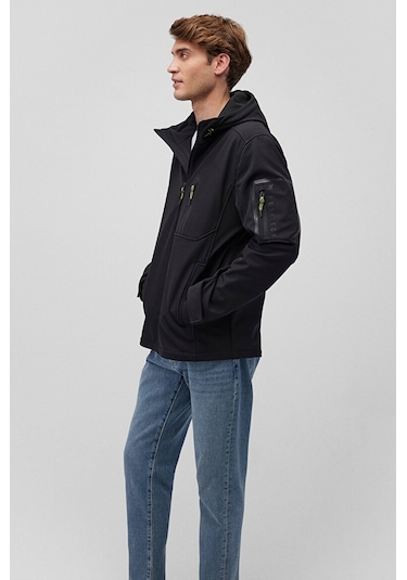 Erkek Kapüşonlu Scuba Ceket - Siyah Siyah