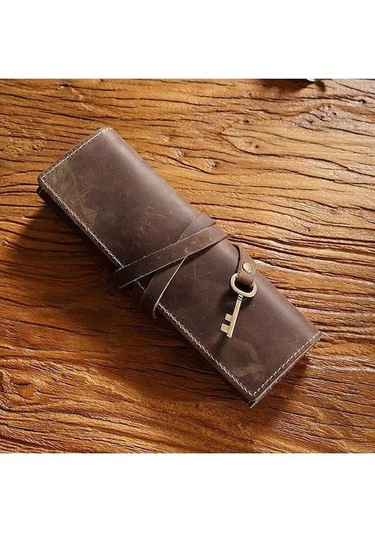 Willowhaven Retro Hakiki Deri Kalem Perde Kalem Kutusu Kravat İpi Anahtarlı Crazy Horse Kahve Kapaklı Ve Rahat Diğer