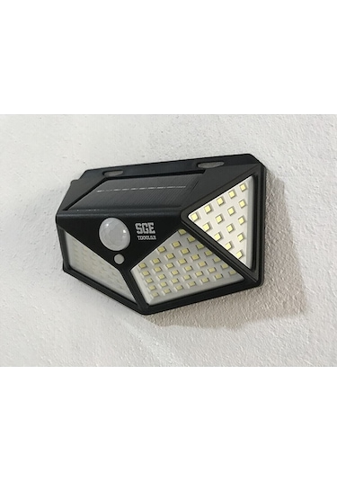 Sge Teknoloji Siyah Solar Güneş Enerjili Hareket Sensörlü 4 Taraflı Bahçe Aydınlatma Lambası