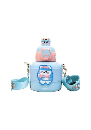 Sweet Ruı Karikatür Omuz Çantası Termal Su Şişesi 520ml Zr574e MAvi