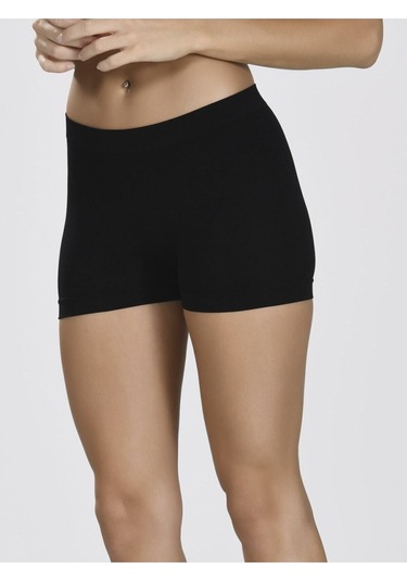Kadın Taktel Dikişsiz Mini Şort Siyah