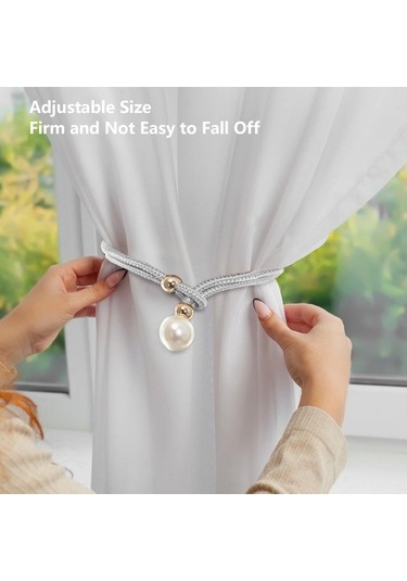 Ranyeek 4'lü Gri Paspas Perde Bağlayıcı Seti - Kaliteli Polyester Ip Ve 3.5 Cm Taklit İpek Misketi İle Zengin Ev Dekoru