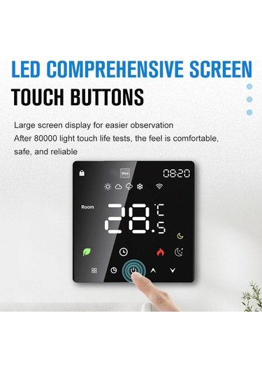 Ranyeek K6h16a Elektrikli Isıtıcı Termostatı - Dokunmatik Led Ekranlı, Akıllı Programlı, Çocuk Kilidi, Ip20 Ateş Direnci