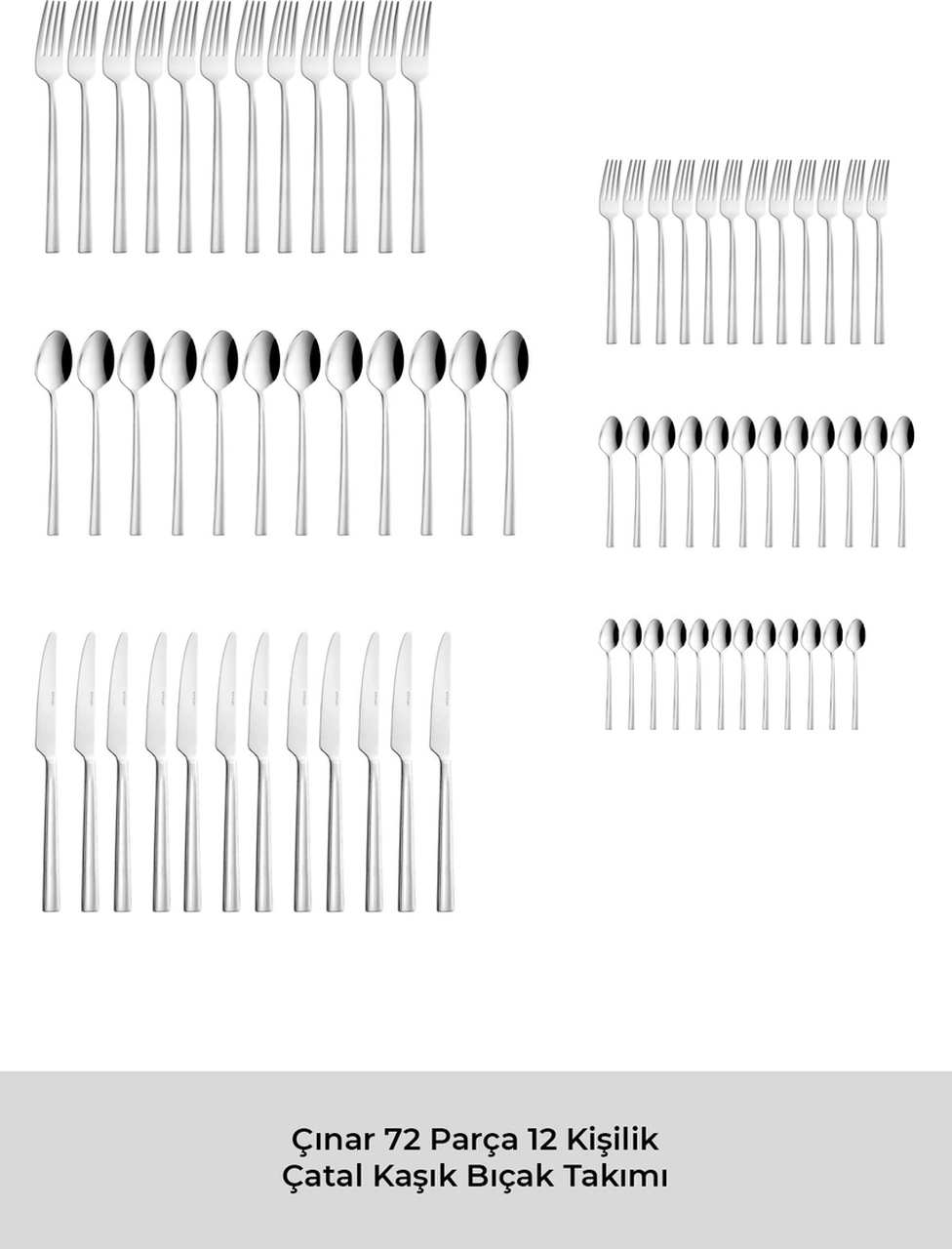 Çınar 72 Parça 12 Kişilik Kutulu Çatal Kaşık Bıçak Takımı