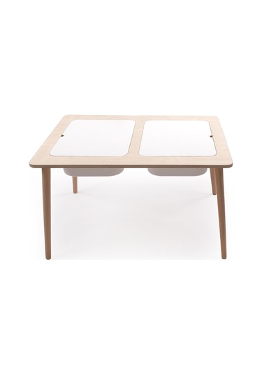 Montessori Çocuk Ahşap Oyun Etkinlik Çalışma Masası, 2 Saklama Alanlı Ahşap