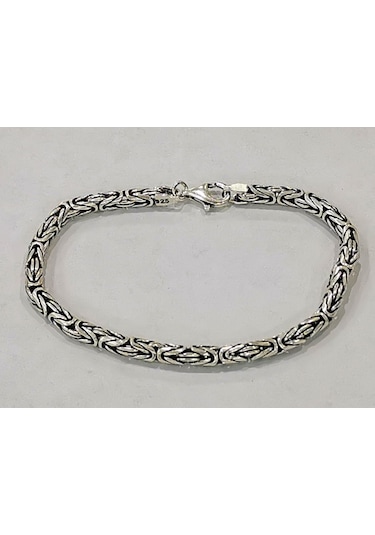 Omar Silver Kral 4Mm Oval Oksitli Bileklik 19,47Gr