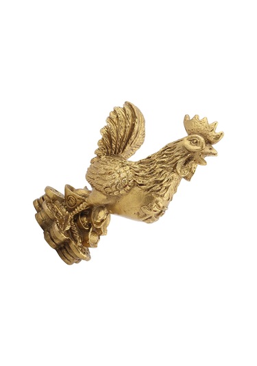 Yaozixa El Yapımı Bakır Horoz Feng Shui Heykeli - Parasal Zenginlik Ve Kötülükten Koruma - 6x5x10 Cm