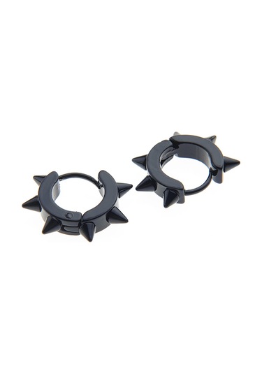 Sivri Tasarım Çelik Siyah Erkek Küpe Takı Aksesuar W P24 T5