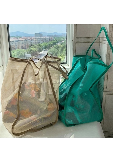 Büyük Kapasiteli Plaj Çantası, Hafif Örgü Tote Çanta, Şık Ve Çok Çok Renkli