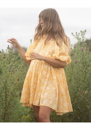 Novahub Yaz Kadın Elbisesi: Gevşek Askılı, Baskılı Çiçek Desen, Retro Avrupa & Amerikan Tarzı, Turuncu, Kişiselleştirilmiş Elbiseler/ Turuncu