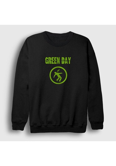 Presmono Unisex Warning Green Day Sweatshirt Siyah
