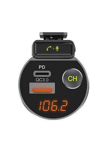 LinkTech Car RF12 FM Transmitter 38W PD QC3.0 LCD Ekran USB+Type-