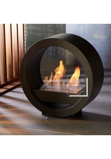 Starfire Round Design Taşınabilir Bioethanol Şömine Siyah