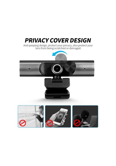 Ximistore9 Siyah 1080p Manuel Odaklı Usb Web Kamerası - Dahili Mikrofon Ve İki Hoparlör, 360 Dönebilen, Plug & Play,网课 Ve Canlı Yayın İçin