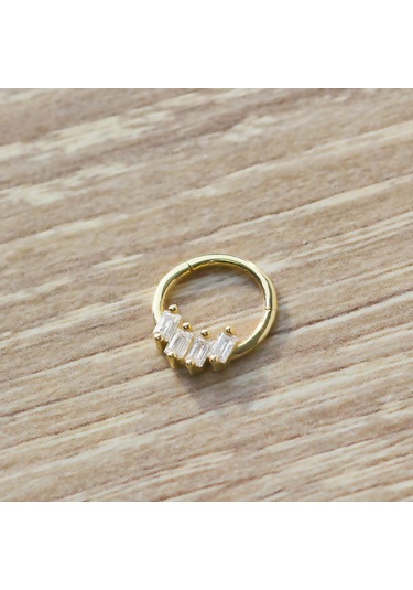 Altın Baget Taş Motif Halka Piercing As103pc Altınsepeti Sarı