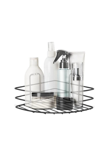 Kendiliğinden Yapışkanlı Montaj Gerektirmeyen Tek Katlı Banyo Askı Köşe Şampuanlık Siyah 5365 Çok Renkli