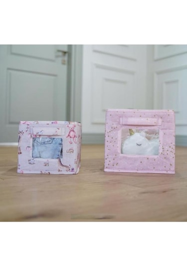 Onikiden Baby 2 Li Pencereli Düzenleyici Kutu, Çok Amaçlı Bebek Bakım Organizer Kutu 2 Li Set Pembe Beyaz - Pembe