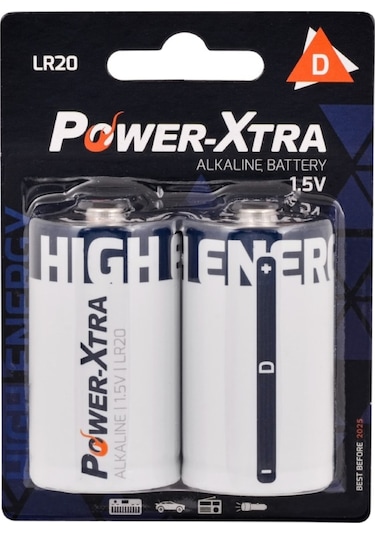 Power-Xtra Lr20/D Alkalin Blister Büyük Boy D Pil 2'li