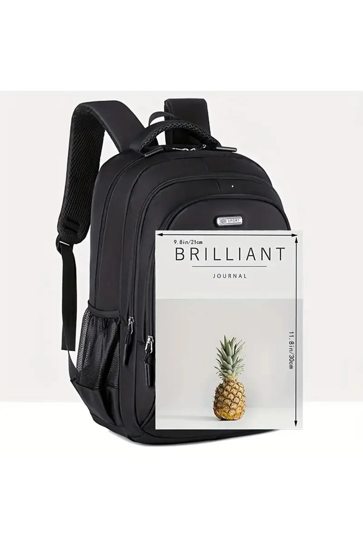 Erkek Okul Ve Laptop Sırt Çantası Su Geçirmez, Çok Gözlü, Büyük Kapasiteli Siyah