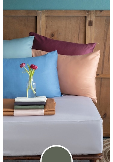 Simply Forest Green 210 Tc 83 Tel Pamuk Saten Fitted Set 180 200/50 70